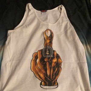 White Lebron James 1st ring tank top